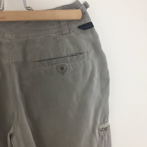 Linen High Waist Pleated Relax fit Tapered Ankle Pant sz 6-8 - Sage - Picture 6 of 13